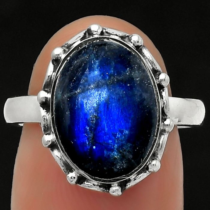 Blue Fire Labradorite - Madagascar Ring size-7.5 SDR167292 R-1198, 10x13 mm