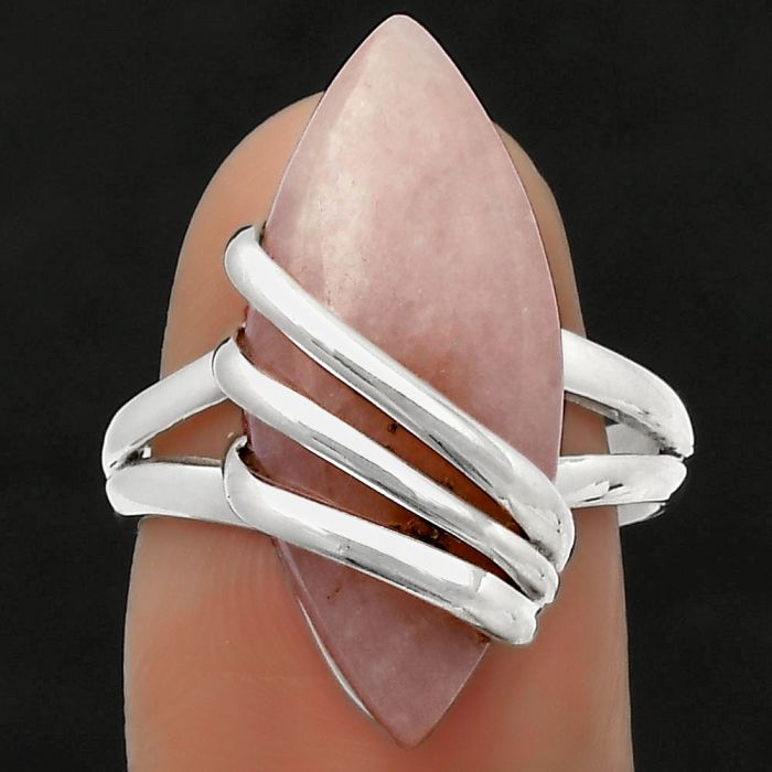 Natural Pink Scolecite Ring size-8 SDR167555 R-1444, 10x24 mm