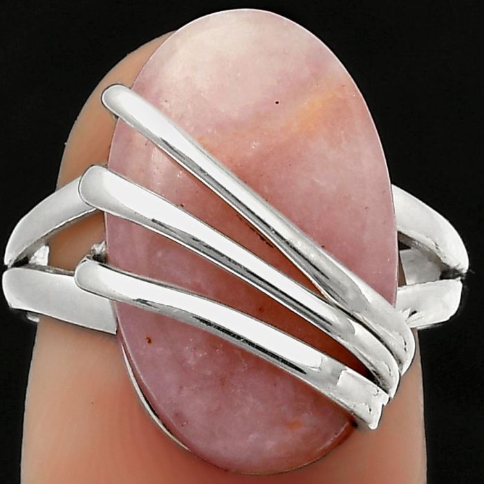 Natural Pink Scolecite Ring size-7.5 SDR167557 R-1444, 12x19 mm