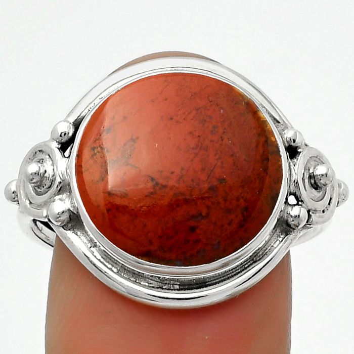 Natural Red Moss Agate Ring size-7.5 SDR167560 R-1315, 14x14 mm