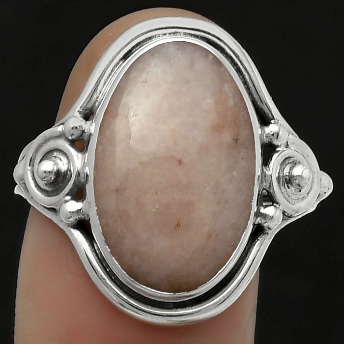 Natural Pink Scolecite Ring size-8 SDR167597 R-1315, 11x18 mm