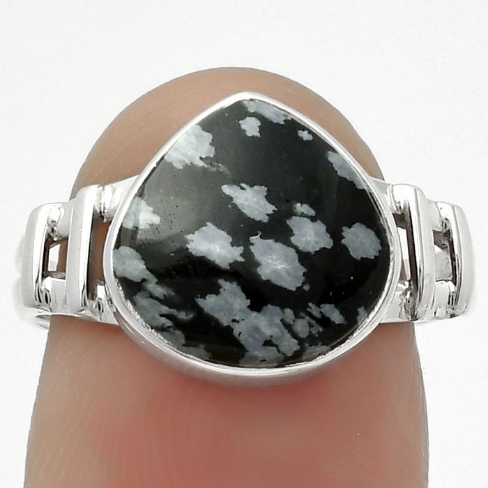 Natural Snow Flake Obsidian Ring size-7 SDR167624 R-1545, 11x11 mm