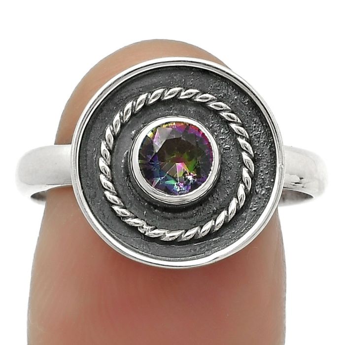 Natural Mystic Topaz Ring size-7.5 SDR167663 R-1439, 5x5 mm