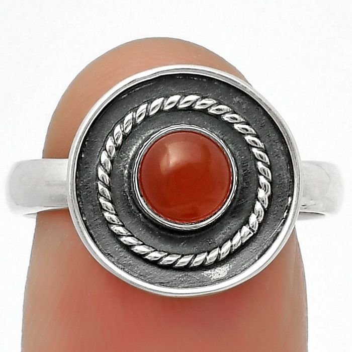 Natural Carnelian Ring size-8 SDR167678 R-1439, 5x5 mm