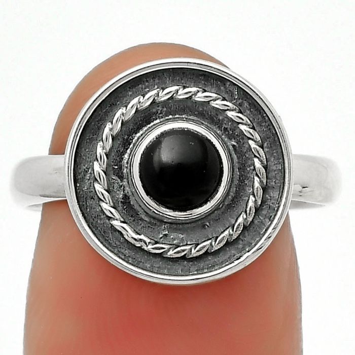 Natural Black Onyx - Brazil Ring size-8.5 SDR167691 R-1439, 5x5 mm