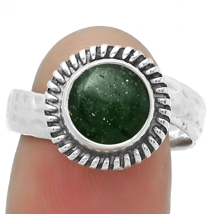 Natural Green Aventurine Ring size-9 SDR167842 R-1279, 8x8 mm