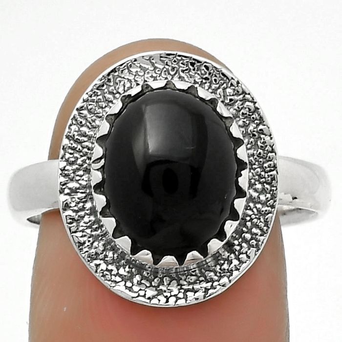 Natural Black Onyx - Brazil Ring size-7.5 SDR167941 R-1649, 9x11 mm