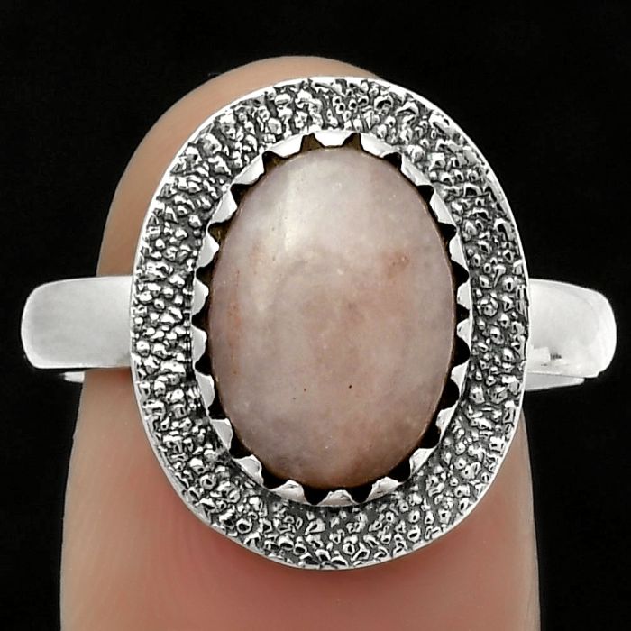 Natural Pink Scolecite Ring size-9 SDR167954 R-1649, 9x12 mm