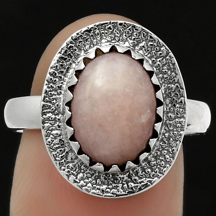 Natural Pink Scolecite Ring size-8 SDR167955 R-1649, 9x12 mm