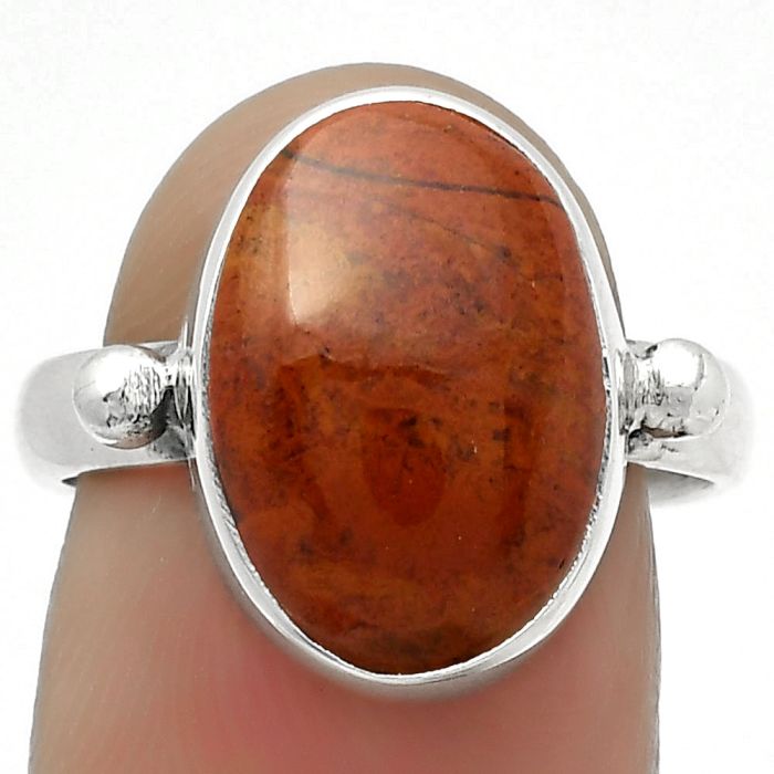 Natural Red Moss Agate Ring size-7.5 SDR168036 R-1715, 11x15 mm