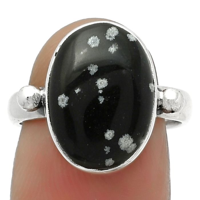 Natural Snow Flake Obsidian Ring size-7 SDR168043 R-1715, 11x15 mm