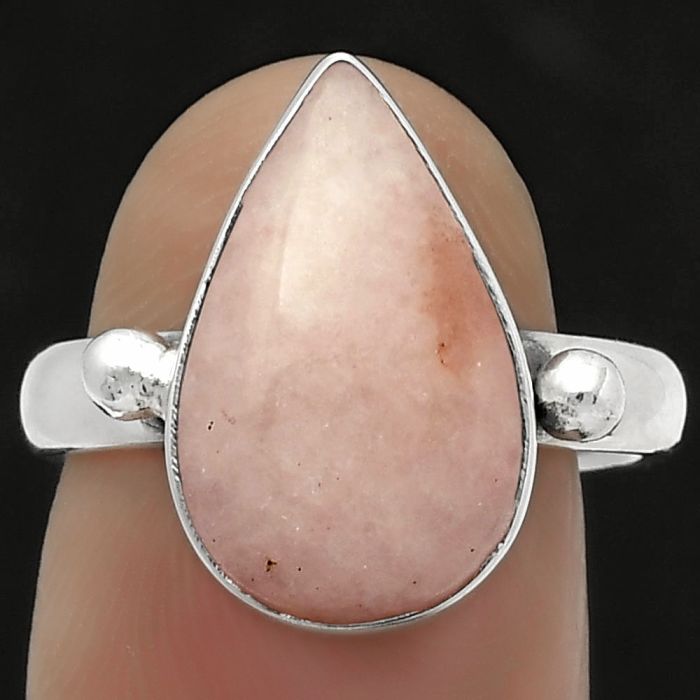 Natural Pink Scolecite Ring size-7.5 SDR168054 R-1715, 10x16 mm