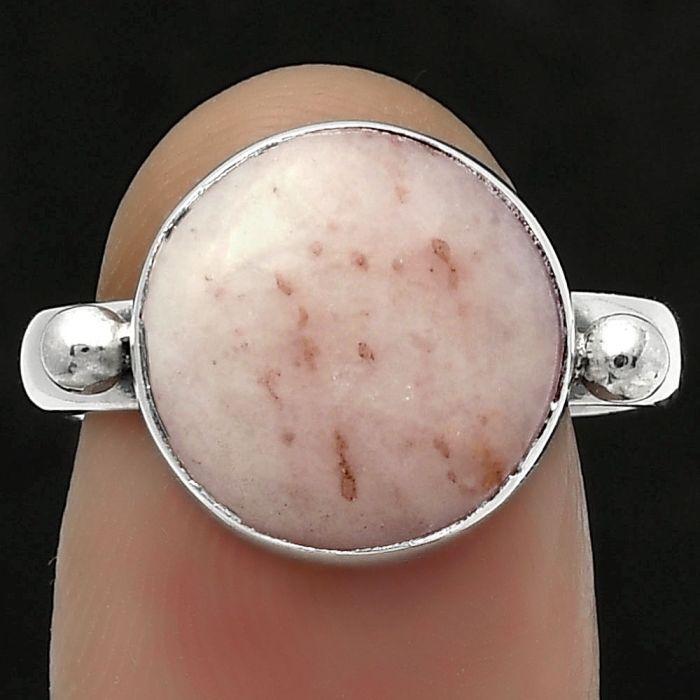 Natural Pink Scolecite Ring size-8.5 SDR168056 R-1715, 12x12 mm