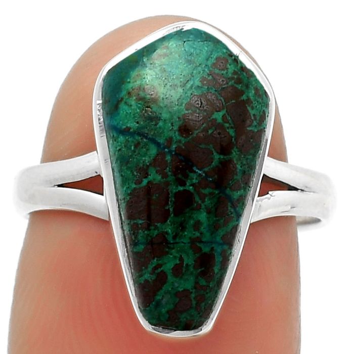 Natural Azurite Chrysocolla Ring size-7 SDR168174 R-1002, 9x17 mm