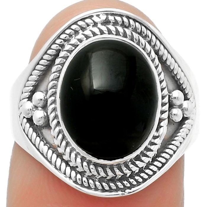 Natural Black Onyx - Brazil Ring size-7.5 SDR168211 R-1312, 9x11 mm