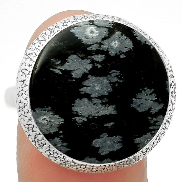 Natural Snow Flake Obsidian Ring size-7.5 SDR168252 R-1307, 18x18 mm