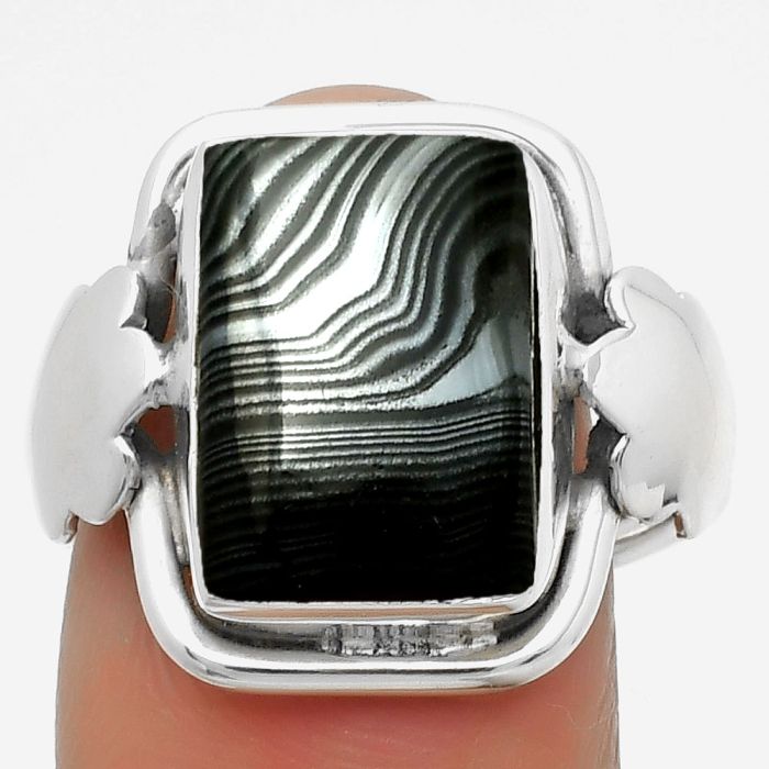 Crown Of Silver Psilomelane - Black Malachite Ring size-8.5 SDR168303 R-1497, 10x14 mm