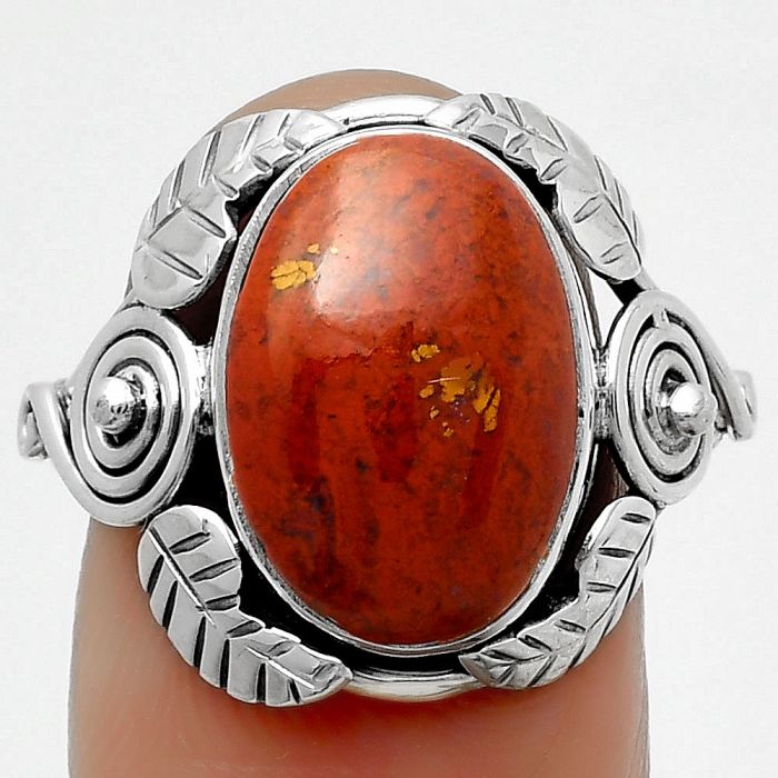 Natural Red Moss Agate Ring size-8 SDR168358 R-1352, 10x14 mm