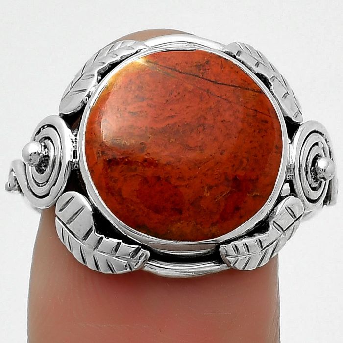 Natural Red Moss Agate Ring size-9 SDR168367 R-1352, 13x13 mm