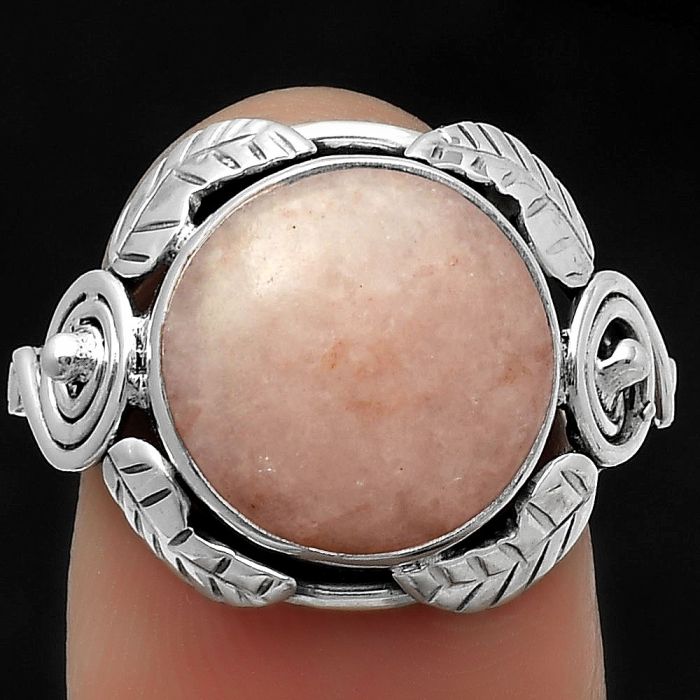 Natural Pink Scolecite Ring size-7.5 SDR168372 R-1352, 12x12 mm