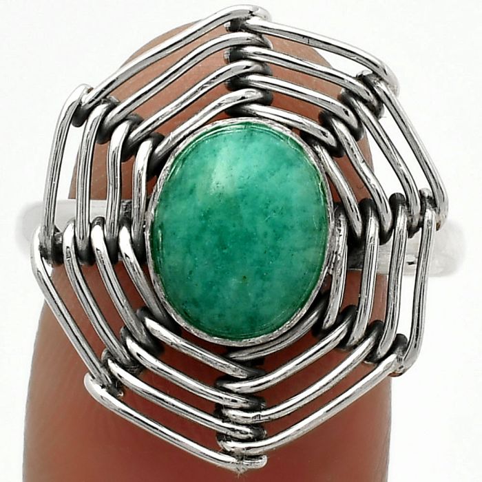 Wire Wrap - Paraiba Amazonite Ring size-9.5 SDR168384 R-1445, 8x10 mm