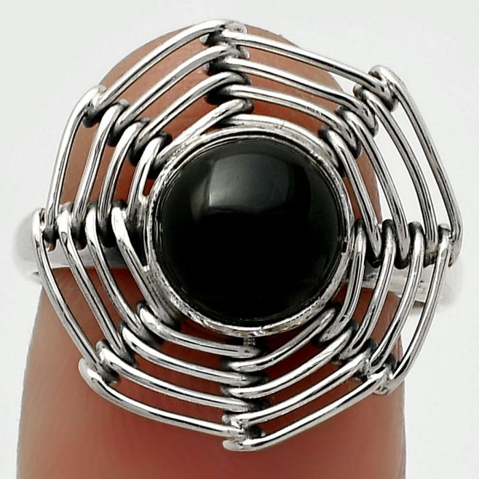 Wire Wrap - Black Onyx - Brazil Ring size-7.5 SDR168389 R-1445, 8x8 mm