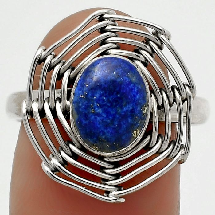 Wire Wrap - Lapis - Afghanistan Ring size-8.5 SDR168395 R-1445, 7x9 mm