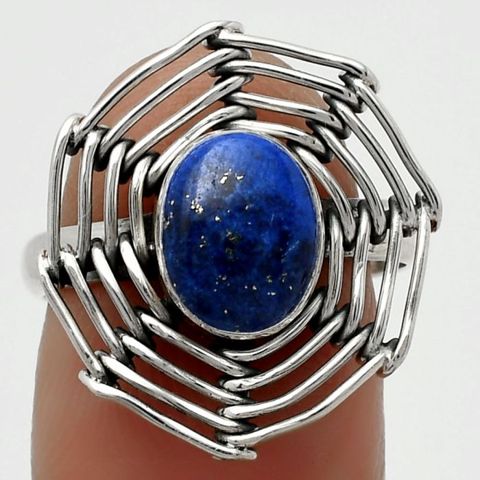 Wire Wrap - Lapis - Afghanistan Ring size-7.5 SDR168414 R-1445, 7x9 mm