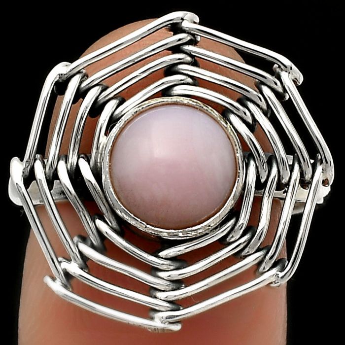 Wire Wrap - Pink Opal - Australia Ring size-9 SDR168424 R-1445, 8x8 mm