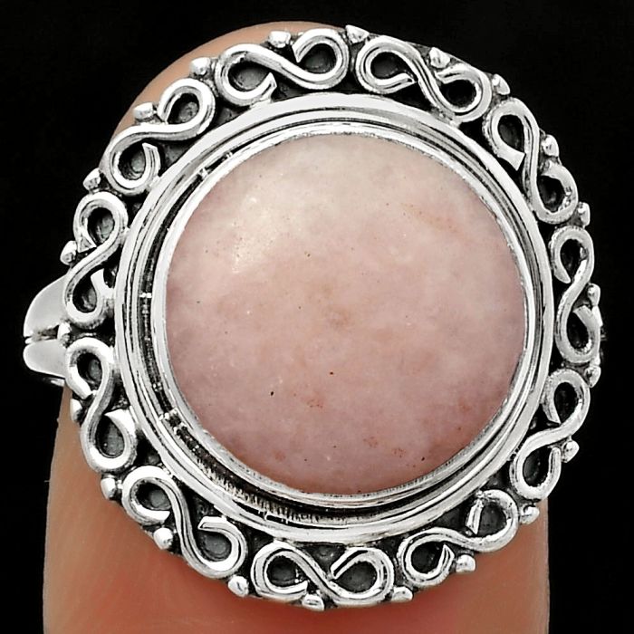 Natural Pink Scolecite Ring size-8 SDR168527 R-1164, 12x12 mm