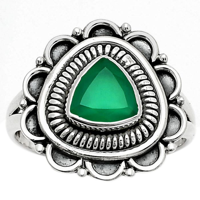 Natural Green Onyx Ring size-6.5 SDR168538 R-1256, 7x7 mm