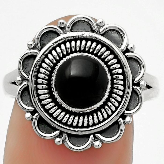 Natural Black Onyx - Brazil Ring size-7.5 SDR168546 R-1256, 6x6 mm