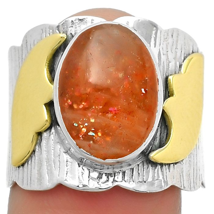 Two Tone - Sunstone - Namibia Ring size-7.5 SDR168606 R-1542, 9x13 mm