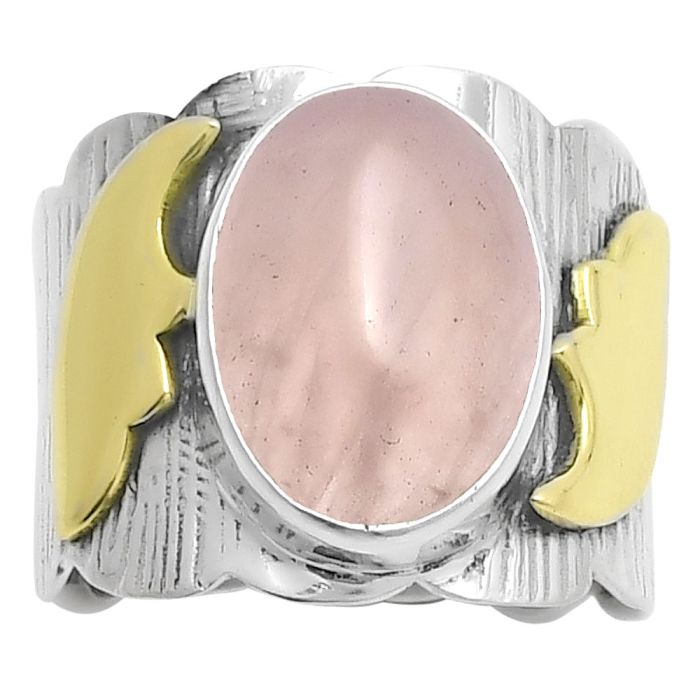 Two Tone - Rose Quartz - Madagascar Ring size-8 SDR168628 R-1542, 10x14 mm