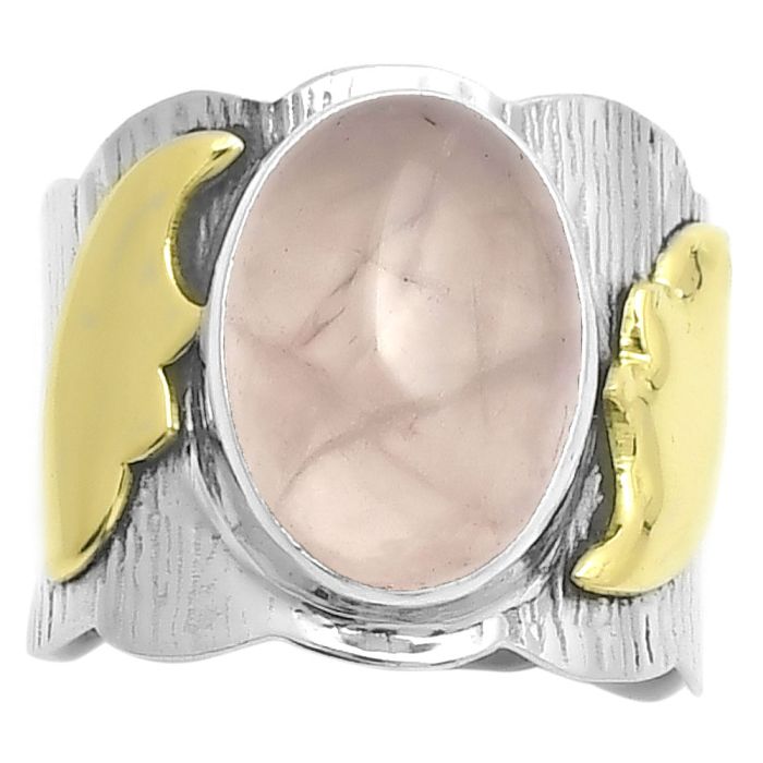 Two Tone - Rose Quartz - Madagascar Ring size-8 SDR168630 R-1542, 10x14 mm