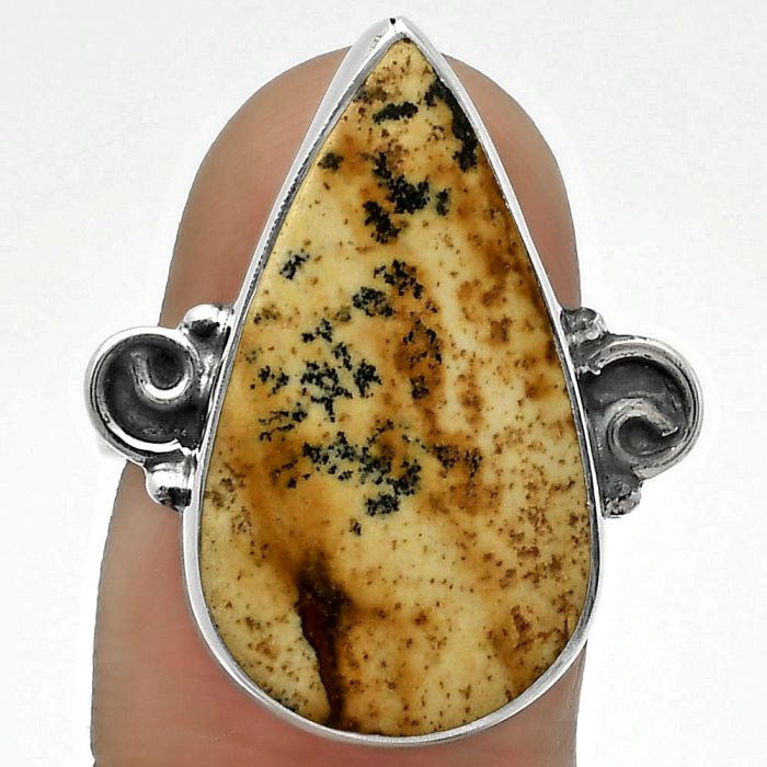 Natural Picture Jasper Ring size-7 SDR168690 R-1218, 14x24 mm