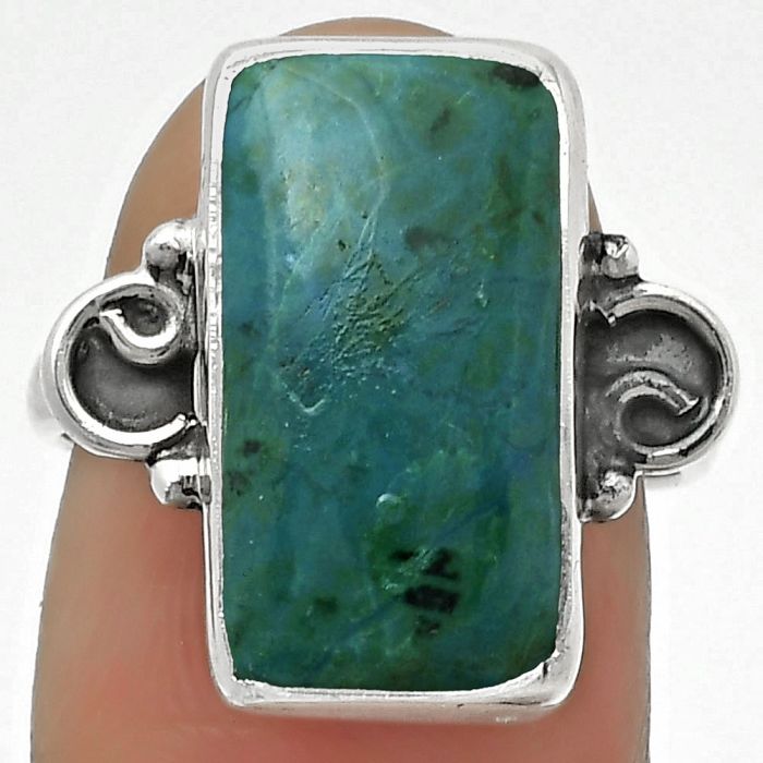 Natural Azurite Chrysocolla Ring size-7 SDR168692 R-1218, 9x17 mm