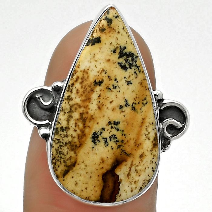 Natural Picture Jasper Ring size-7 SDR168698 R-1218, 13x24 mm