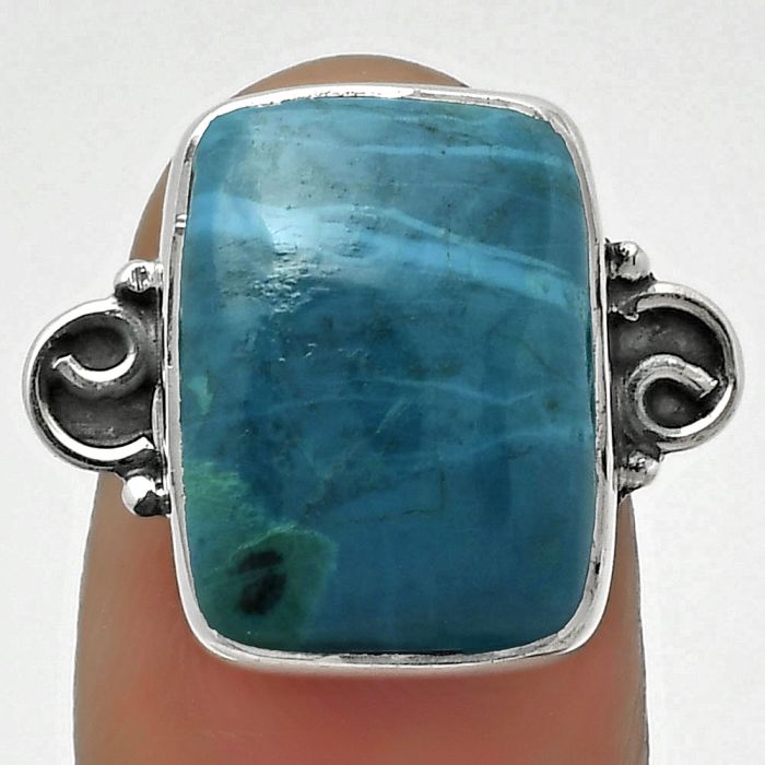 Natural Azurite Chrysocolla Ring size-7 SDR168706 R-1218, 12x16 mm