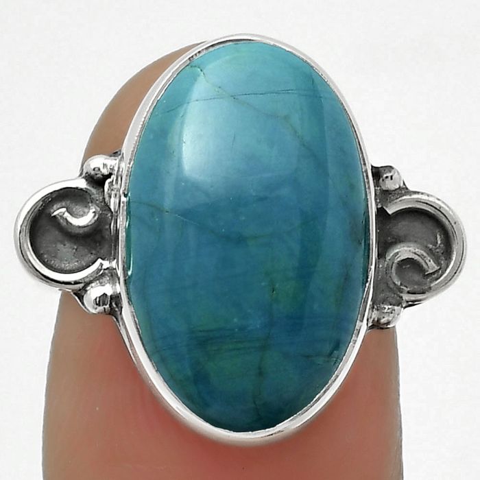 Natural Azurite Chrysocolla Ring size-7 SDR168709 R-1218, 11x18 mm