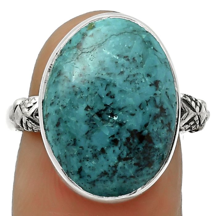 Natural Azurite Chrysocolla Ring size-8 SDR168777 R-1200, 13x18 mm