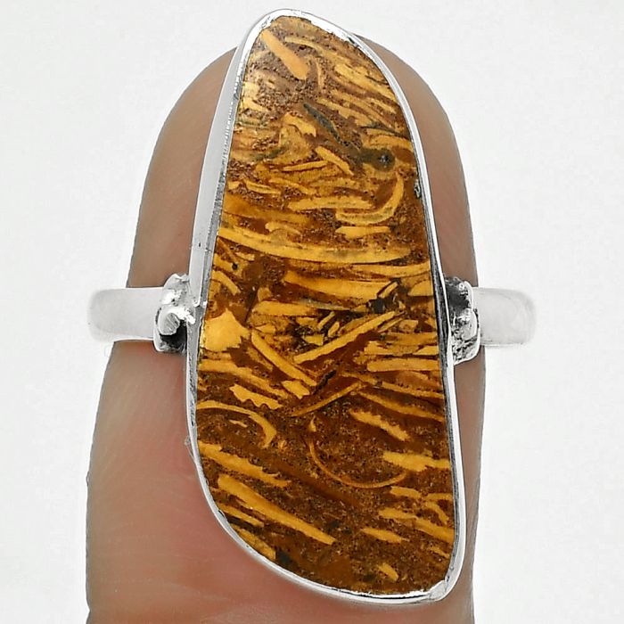 Coquina Fossil Jasper - India Ring size-7.5 SDR168795 R-1715, 11x25 mm