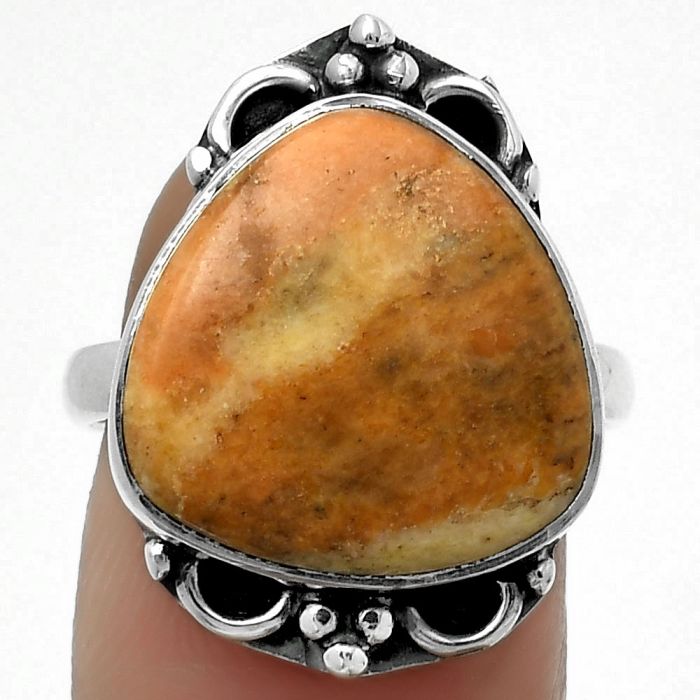 Natural Coral Jasper Ring size-8 SDR168979 R-1103, 16x16 mm