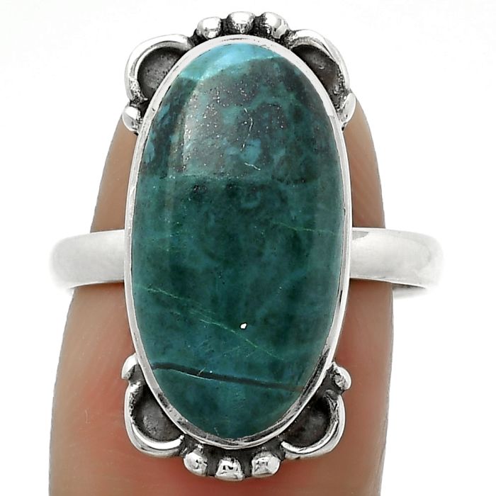 Natural Azurite Chrysocolla Ring size-8.5 SDR169011 R-1103, 10x20 mm