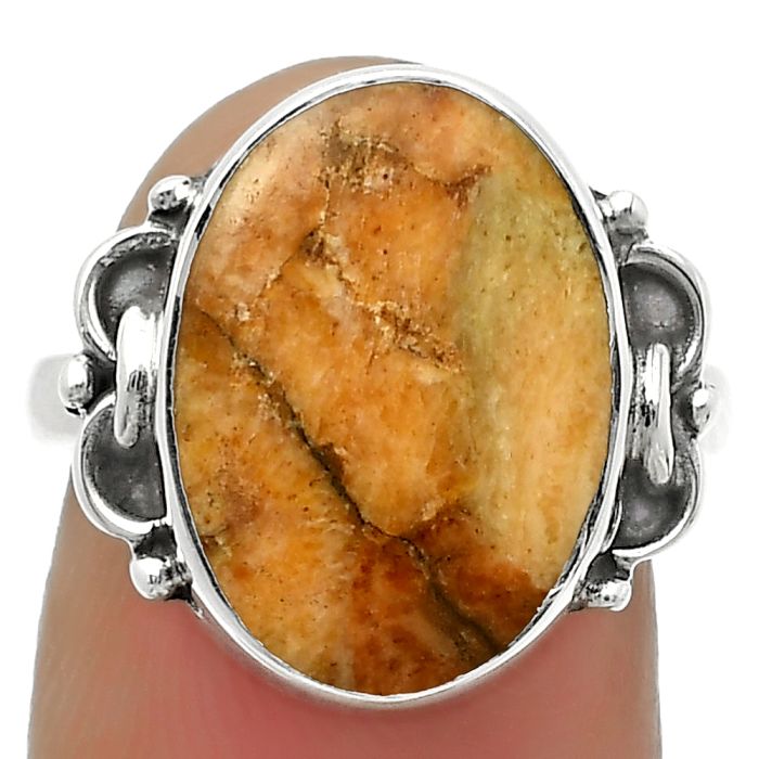 Natural Coral Jasper Ring size-7 SDR169038 R-1105, 12x16 mm