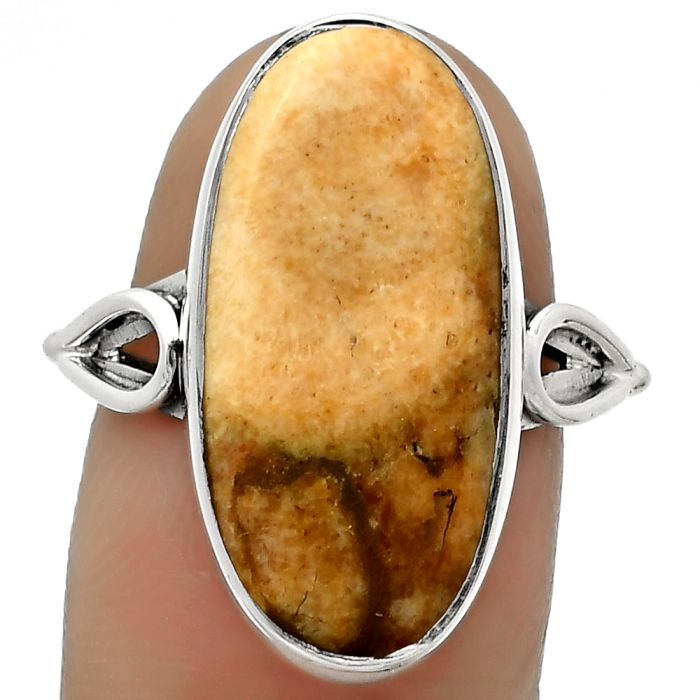 Natural Coral Jasper Ring size-7.5 SDR169119 R-1224, 10x21 mm