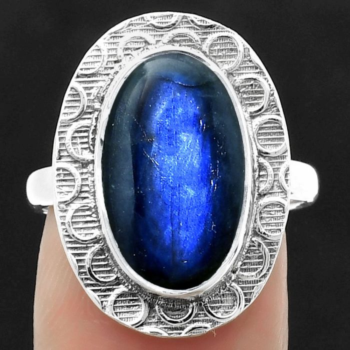 Blue Fire Labradorite - Madagascar Ring size-7.5 SDR169373 R-1090, 9x16 mm