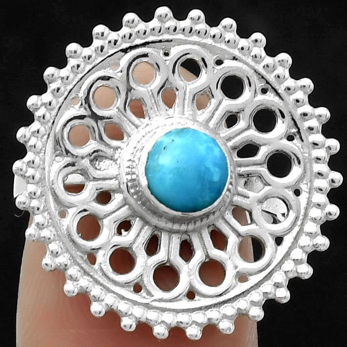 Artisan Natural Rare Turquoise Nevada Aztec Mt Ring size-7 SDR169377 R-1107, 6x6 mm