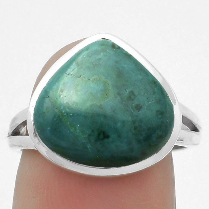 Natural Azurite Chrysocolla Ring size-7.5 SDR169465 R-1005, 13x14 mm