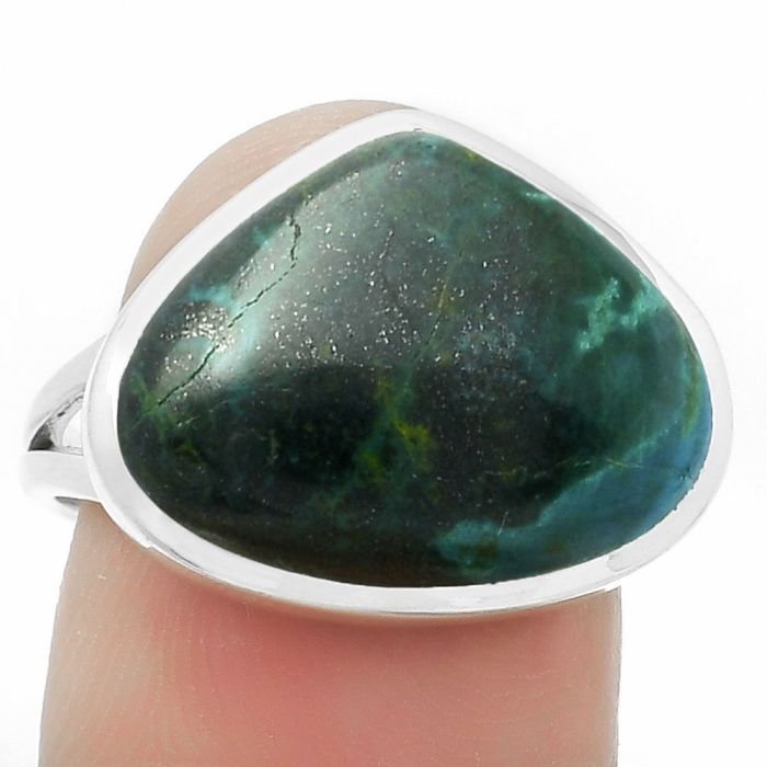 Natural Azurite Chrysocolla Ring size-8.5 SDR169469 R-1005, 13x17 mm